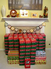 After six boxes that had already been packed were added, the mountain of 140 was complete.