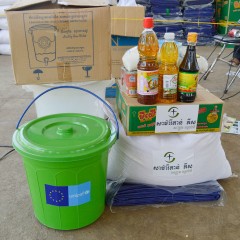 Each of the 350 families received this relief kit.