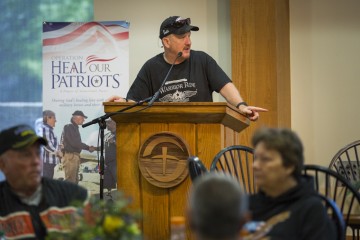 Western Carolina University football coach and ride organizer Mark Speir thanked the participants for supporting Operation Heal Our Patriots.
