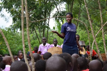 When she visits the school, Fatumah helps teach Bible lessons.
