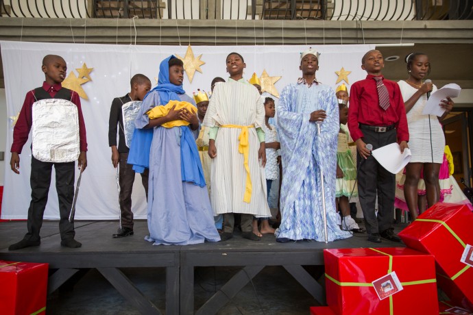 Christmas play at Greta Home and Academy with Franklin Graham, Greta Van Susteren, and John Coale