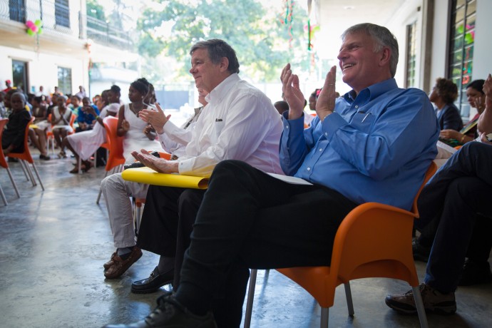 Franklin Graham claps for children's Christmas play in Haiti 