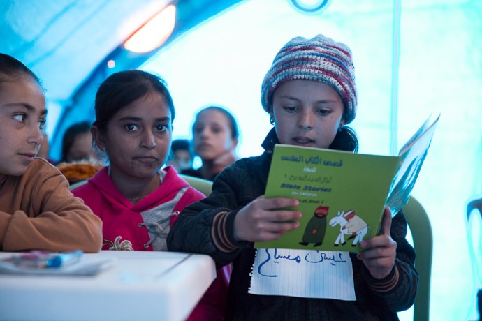 Children learn Bible stories in northern Iraq. 