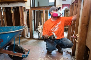 Samaritan's Purse volunteer Joey Sanchez hard at work in Texas.