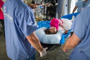 Caring for patients at the Samaritan's Purse emergency field hospital in Ecuador. 