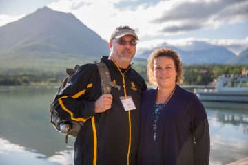 Ben and Sharon Decker in Alaska with Tanalian Mountain rising in the background.