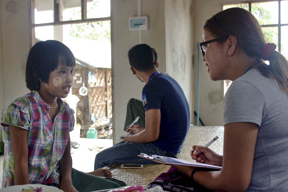 A 12-year-old girl meets with staff