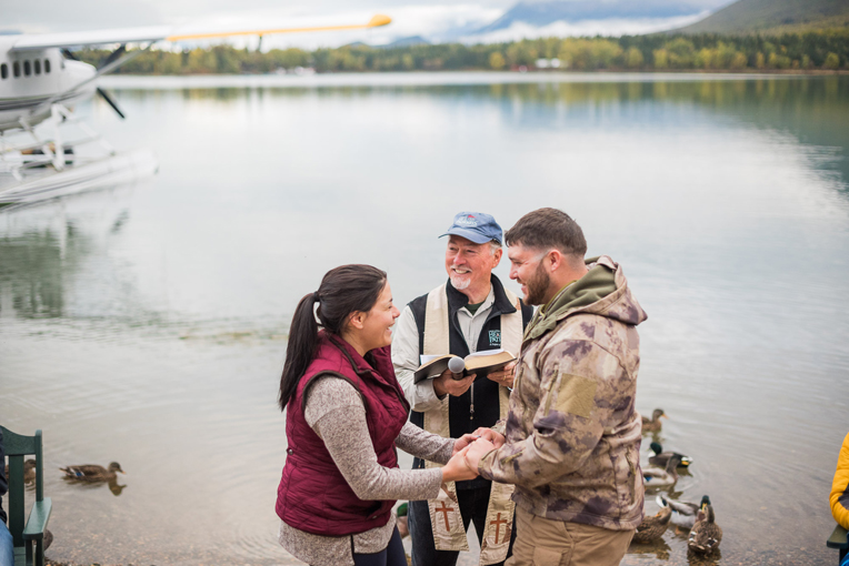 Jonathan and Alex Stephenson rededicated themselves to God and each other in a ceremony along the shores of Lake Clark.