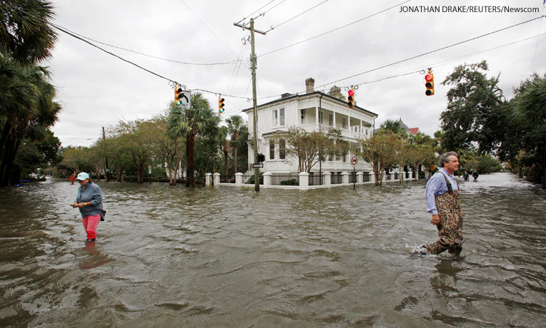 Charleston, South Carolina, was both buffeted and soaked by Hurricane Matthew on October 8.