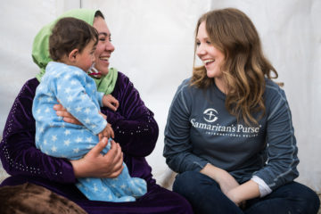 Muna shares a smile with Samaritan's Purse intern Jordan Moshkowski. 