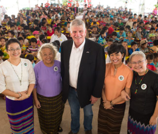 Franklin Graham along with Operation Christmas Child national leaders in Myanmar