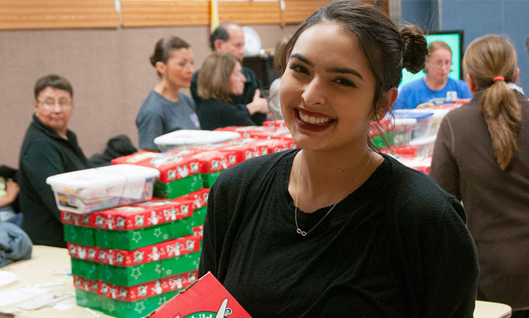 Annalisse, now 17, prayed to receive Christ as Lord at age 14 after praying over shoeboxes she had packed.