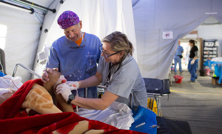 Our medical personnel are caring for several injured patients at the Emergency Field Hospital in Iraq.