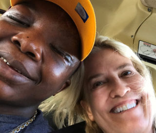 Sampson returned home to Liberia this weekend with his friend and supporter, Greta Van Susteren.