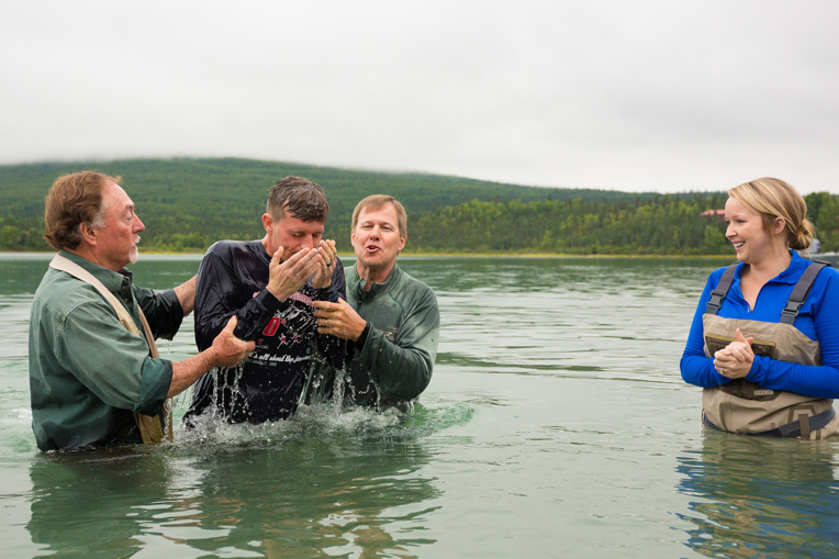 Wes Farron was baptized by Operation Heal Our Patriots chaplains as Melanie looked on. 