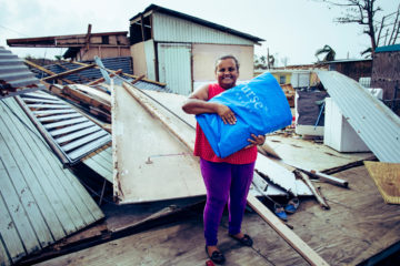Homes damaged by Hurricane Irma require heavy-duty shelter plastic to protect families from the elements.
