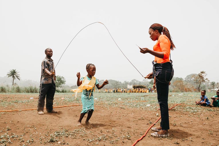 Activities like jumping rope give children like her fun ways to learn life skills.