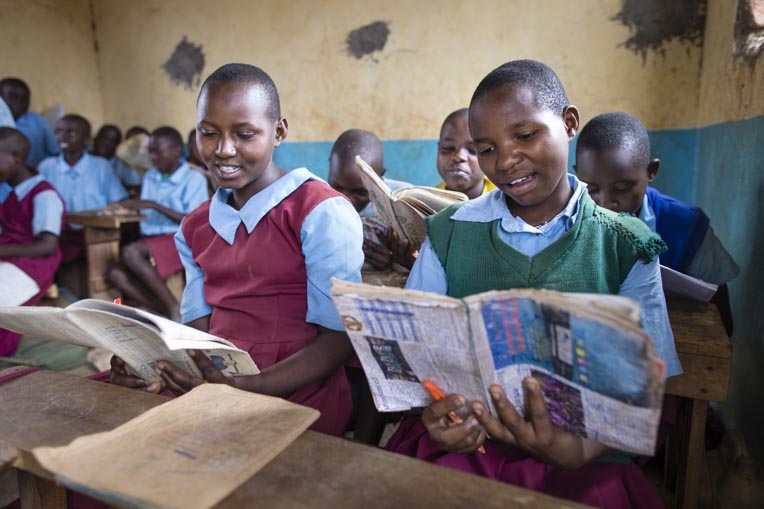 Students read at school in Kenya.