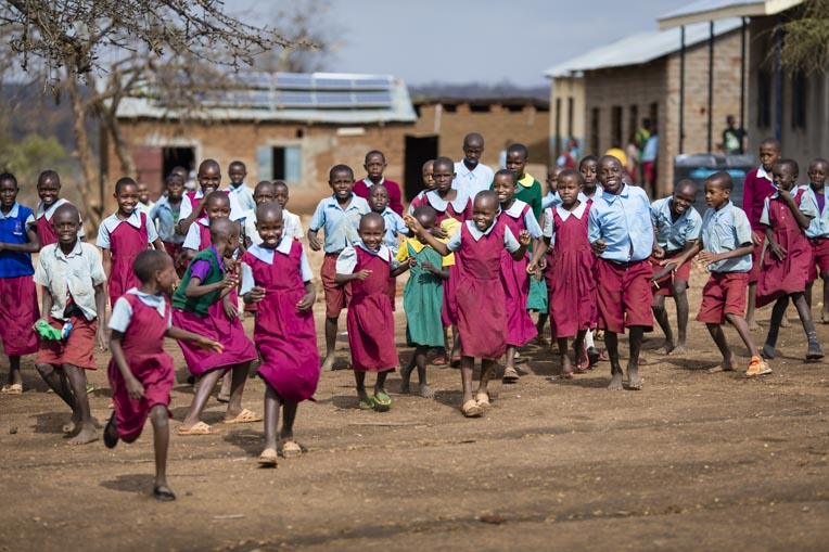Kenyan students go for a run.