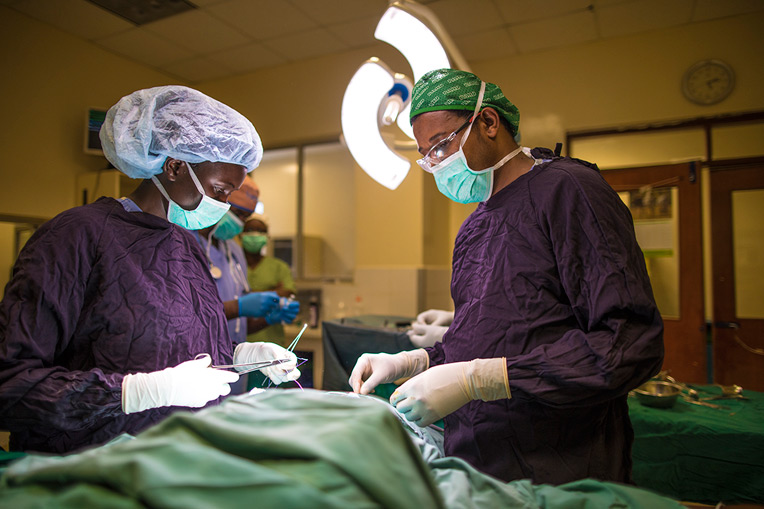 Dr. Arega Leta performs emergency heart surgery to save a patient’s life. He will be one of the first two cardiothoracic fellows at Tenwek Hospital in Kenya. 