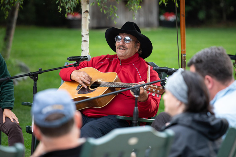Dennis Agajanian performs for veterans and spouses at Samaritan Lodge Alaska.
