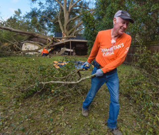 Volunteers continue to help clean up yards and homes in North Carolina.
