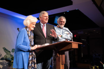 Franklin Graham with Becky Williams, who was recognized for her distinguished service with World Medical Mission. 