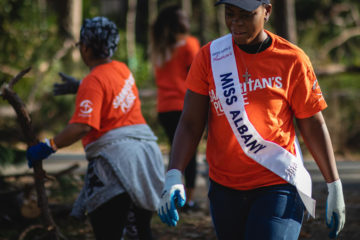 Miss Albany 2018, Alexandria VanDyke, serves alongside more than 160 college students as part of Albany State University's Homecoming Day of Service. Photo courtesy of Sherwood Baptist Church.