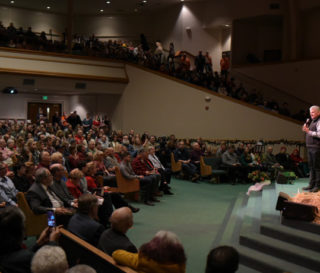 Samaritan's Purse President Franklin Graham encourages Paradise residents during Christmas Eve services at Paradise Alliance Church.