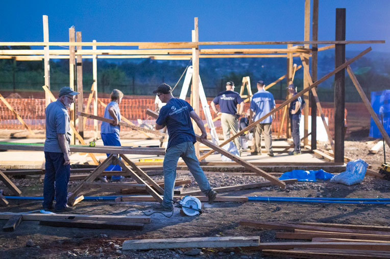 Our teams worked through the night to build patient wards.