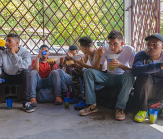 Venezuelan migrants receive hot food at one of the Samaritan's Purse shelters in Colombia.