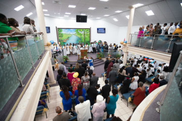 More than 300 people packed the sanctuary for the first of the rededication services.