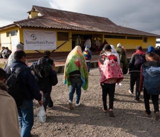 Venezuelan migrants are relieved to arrive at the Samaritan's Purse shelter in Berlin, Colombia.