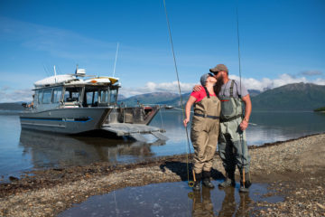 Steve and Candice Ahearn, both Army veterans, enjoy an afternoon fishing aboard the Jay Hammond. Steve served for nearly 17 years, including deployments to Afghanistan, before being medically retired in 2010.