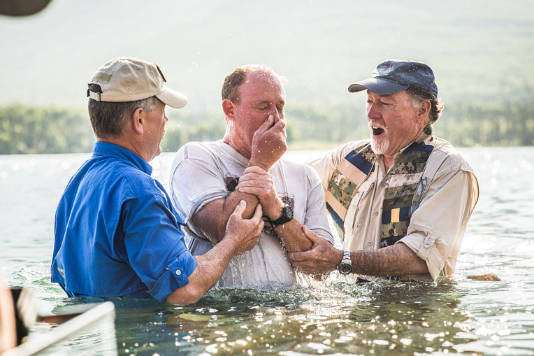 Sergeant First Class Doug Shreve received Christ as Lord and was baptized in Lake Clark. He and his wife Liz also recommitted to their marriage to God. 