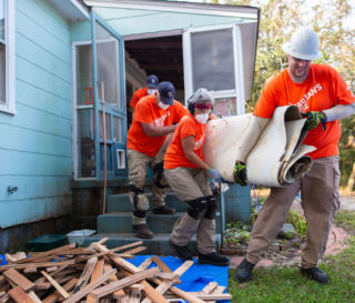 Samaritan's Purse volunteers are working hard and doing the "dirty work" needed to help homeowners on Ocracoke.