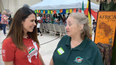 Izabella McMillon talks with Beth Hiller who organized the first annual Operation Christmas Child Kid’s Summit in Robert, Louisiana. 
