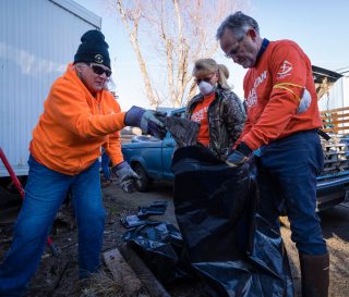 Volunteers are busy working in Pendleton, Oregon, where heavy rains and snow melt have caused severe flooding.