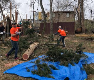 Volunteers are at work in Middle Tennessee to help homeowners in Jesus' Name.