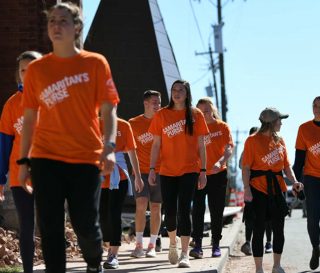 CJ Graham, one of Franklin Graham's grand daughters, volunteering alongside other Lipscomb University students in Nashville.