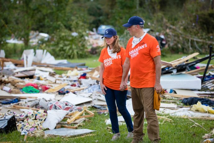 North Carolina Lt. Governor Dan Forest and his wife, Alice, survey the storm's devastation. 