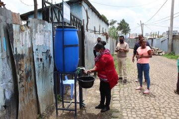 We provided handwashing stations for residents of the Korah community.