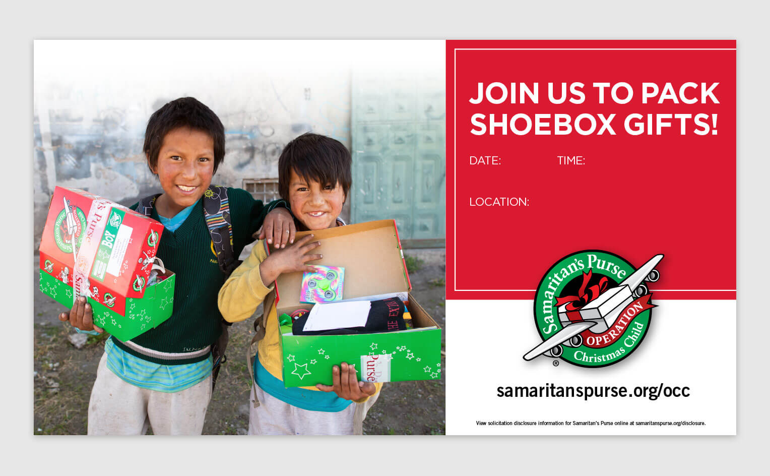Order Free Operation Christmas Child Materials