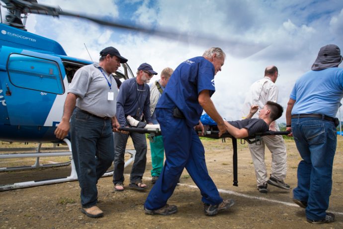 Ecuador earthquake victims are rushed to our Emergency Field Hospital.