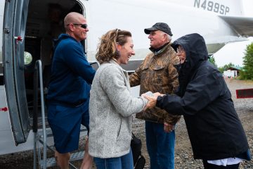 Jake and Susan Southern begin their adventure in Alaska, greeted by Franklin and Jane Graham.