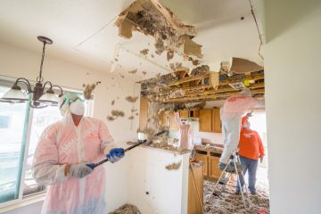 Samaritan's Purse are worke quickly to remove waterlogged ceilings. 