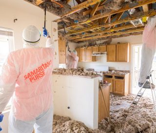 Samaritna's Purse volunteers at work in an Austin, Texas, home that was damaged by recent winter storms.