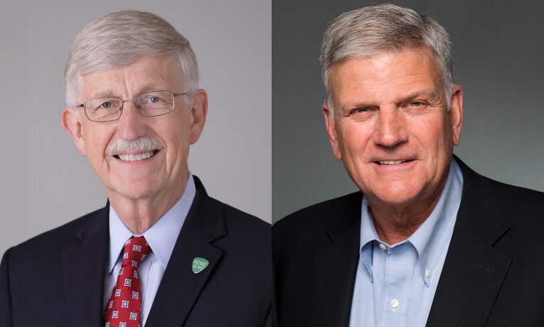Dr. Francis Collins next to Franklin Graham