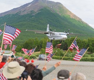 Military couples arrive to Samaritan Lodge Alaska on Independence Day 2021.