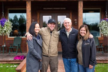 Vice President Mike Pence and his wife, Karen, (at right) with Marine Sergeant Ryan and Rae Eakin.
